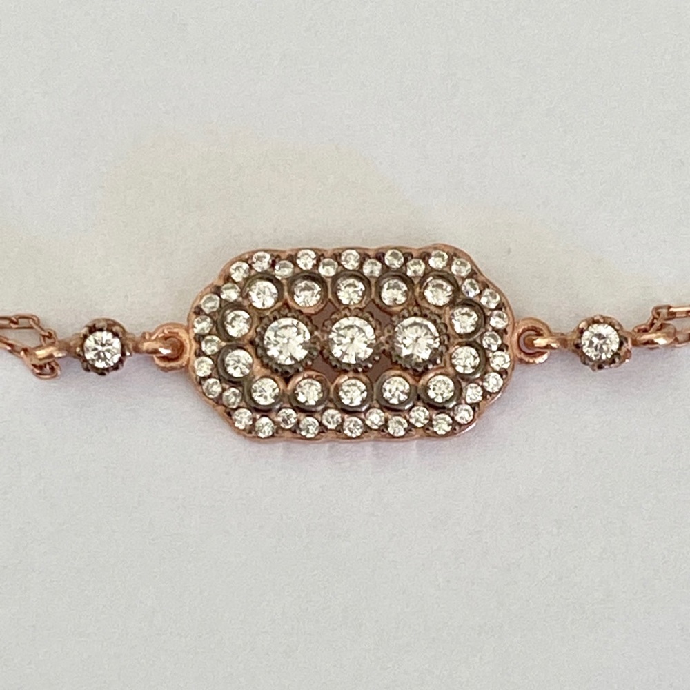 925 Silver bracelet rectangle bar clear cz stones - Picture 2 of 3